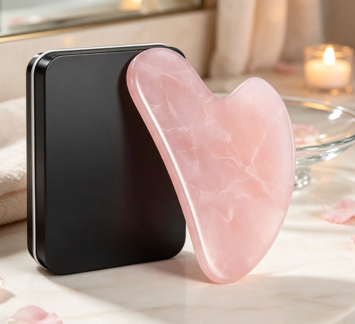 Pink Facial Gua Sha Tool for Acupoint Massage - Image 2