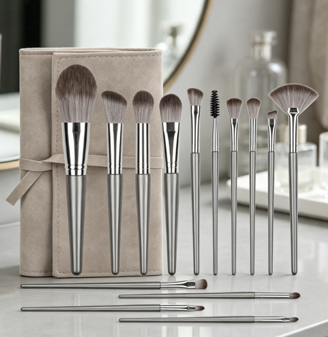 14-Piece Professional Makeup Brush Set With... Pu Storage Pouch