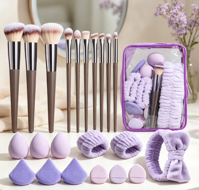 13-Piece Professional Brush Set (Foundation, Eyeshadow, Lip)