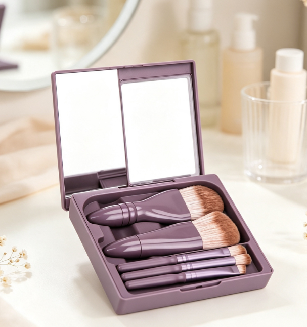Portable Eyeshadow Brush Set With Mirror