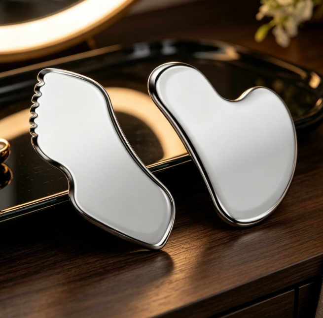 Stainless Steel Facial Gua Sha Tool for Contouring and De-puffing - Image 2