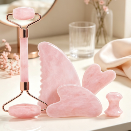 Jade Roller and Gua Sha 4-Piece Facial Massage Set