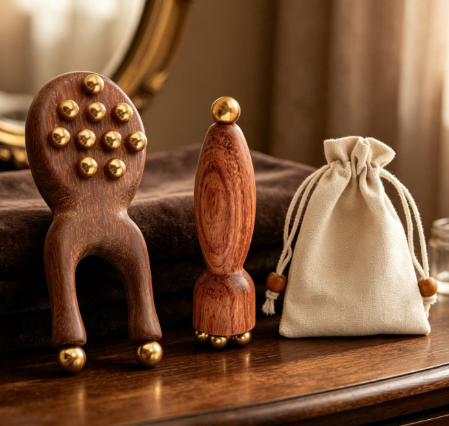Rosewood Y-Shaped Eye Roller and Gua Sha Massage Set - Image 2