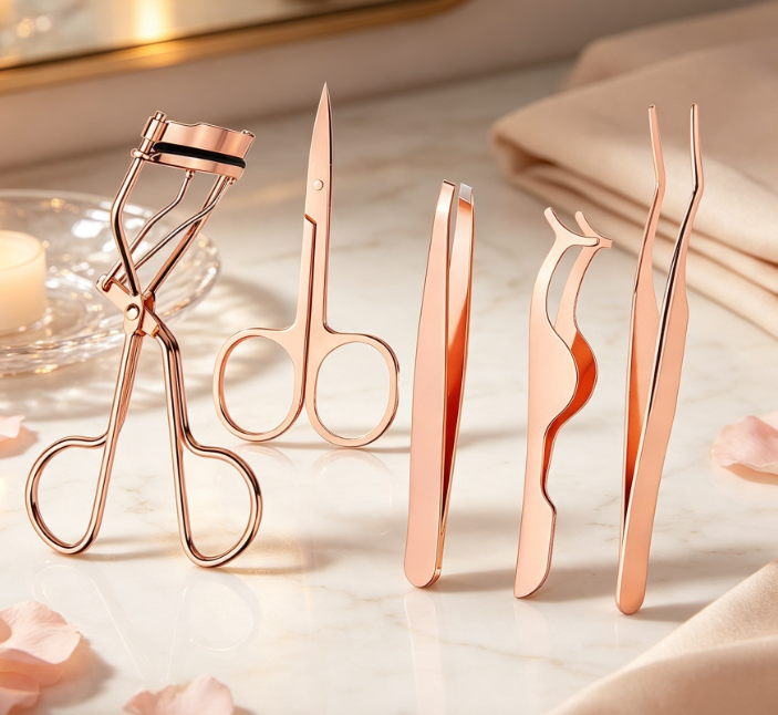 17-Piece Set: Eyelash Curler, Comb, Brow Scissors & Tweezers - Image 2