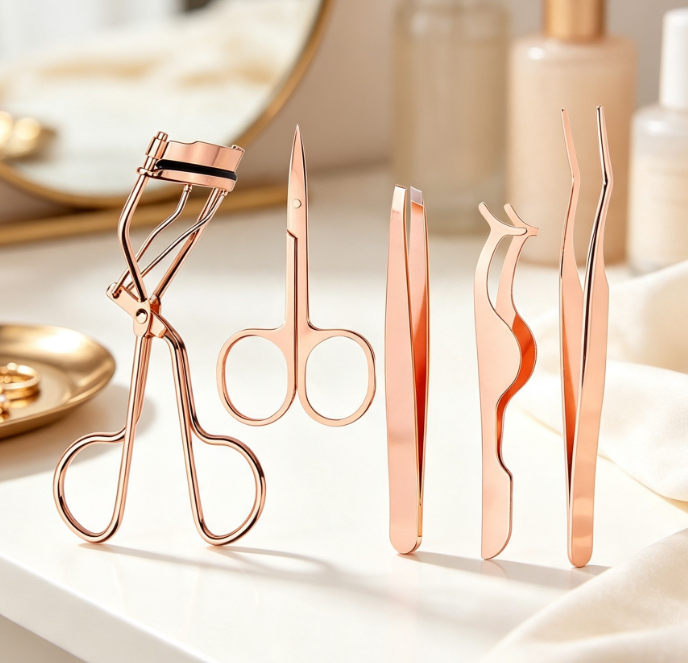 17-Piece Set: Eyelash Curler, Comb, Brow Scissors & Tweezers