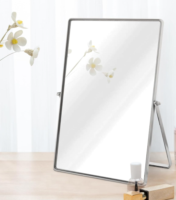 Portable Square Desktop Mirror With Metal Stand And 90° Tilt Adjustment - Image 2
