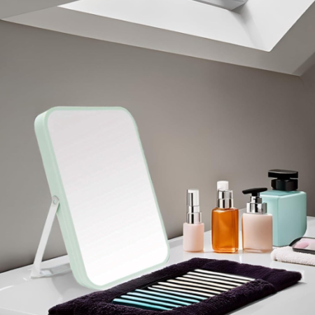 Portable Foldable Makeup Mirror With Metal Stand And 90° Tilt Adjustment