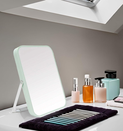 Portable Foldable Makeup Mirror With Metal Stand And 90° Tilt Adjustment