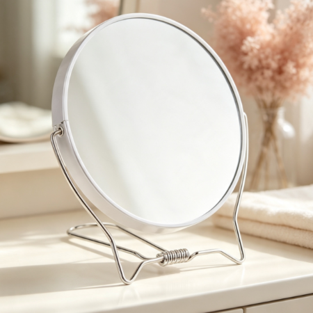 Lightweight, Portable Double-Sided Tabletop Mirror With 3x Magnification