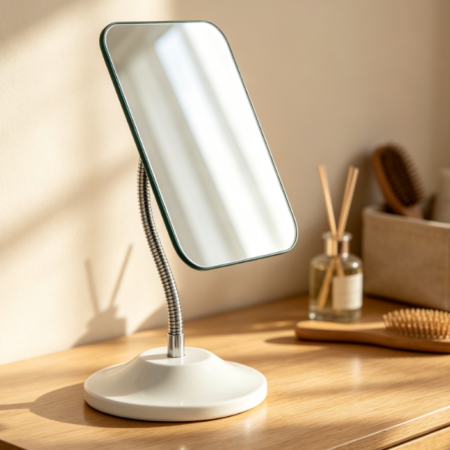 Portable Mirror With Flexible Gooseneck, 360° Swivel, And Foldable Design