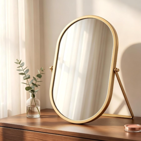 Gold Vanity Mirror With 360° Swivel And 180° Tilt