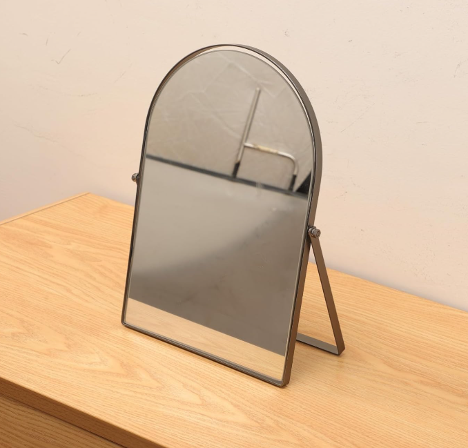 Black Metal Arched Standing Mirror With 90° Tilt And Swivel - Image 2