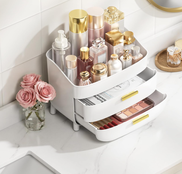 3-Tier Non-Slip Cosmetic Organizer With Drawers - Image 2