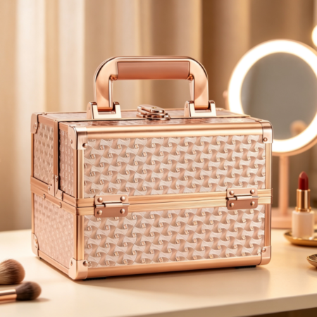 Lockable Makeup Artist Case with Mirror and Double-Layer Trays