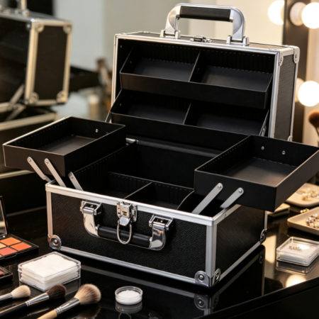 Portable 4-Tier Lockable Makeup Case with Dividers