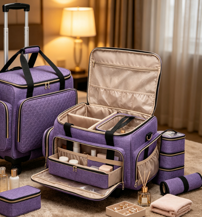 Professional Makeup Trolley with Detachable Pouch and Brush Holder - Image 2