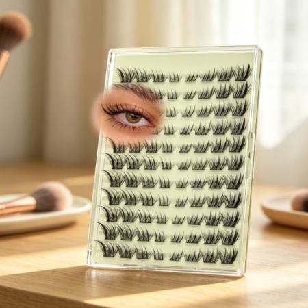 Cat-eye style segmented lashes (C-curl, voluminous)