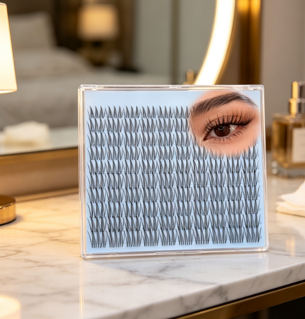 Manga-style segmented lashes (C-curl, clear band) - Image 2