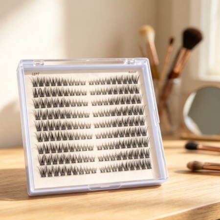 Natural "fairy-style" segmented lashes (C-curl, eye-specific left/right design)