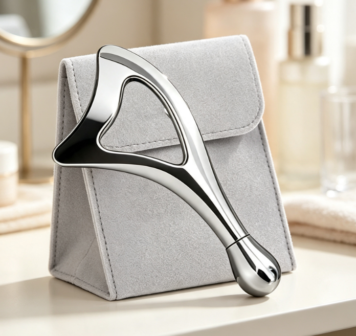 Stainless Steel Facial Roller & Gua Sha Sculpting Set