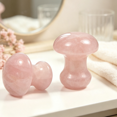 Rose Quartz Mushroom Gua Sha Stone for Face and Body Massage