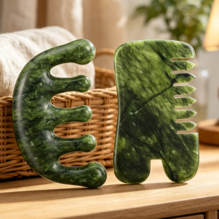 Natural Jade Massage Comb for Scalp and Body SPA
