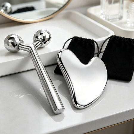 Stainless Steel Cooling Roller & Gua Sha Sculpting Set