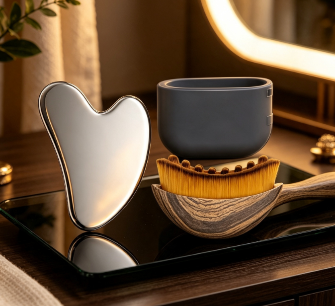 Stainless Steel Gua Sha & Massage Brush Sculpting Set - Image 2