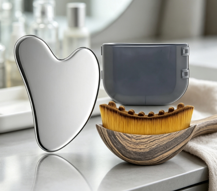 Stainless Steel Gua Sha & Massage Brush Sculpting Set