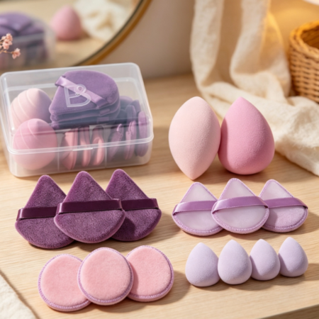 Triangle Puff And Makeup Sponge Set With Travel Case