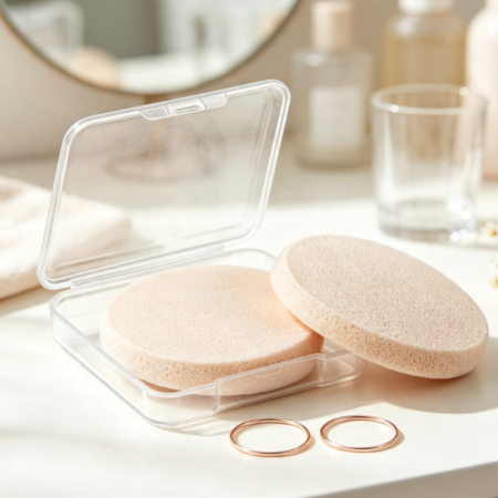 Round Makeup Sponge With Travel Case