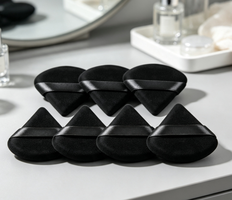 Triangular Velvet Finger-Strap Puff For Setting Makeup