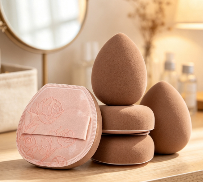 Flat-Edge Makeup Sponge With Storage Case