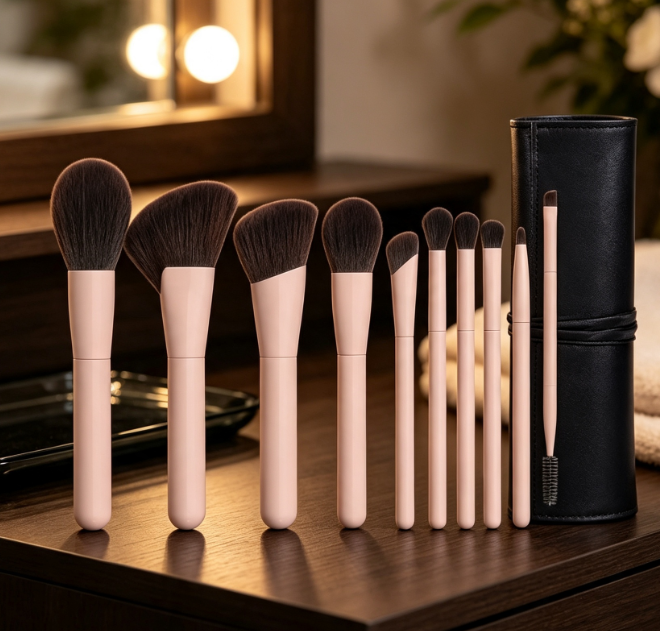 10-Piece Professional Foundation, Contour, And Concealer Brush Set - Image 2